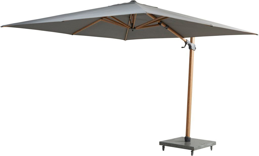 4 Seasons Outdoor Siesta Premium 3m Square Charcoal Wood Look Frame Parasol with 125kg Granite Base and Wheels | Shackletons