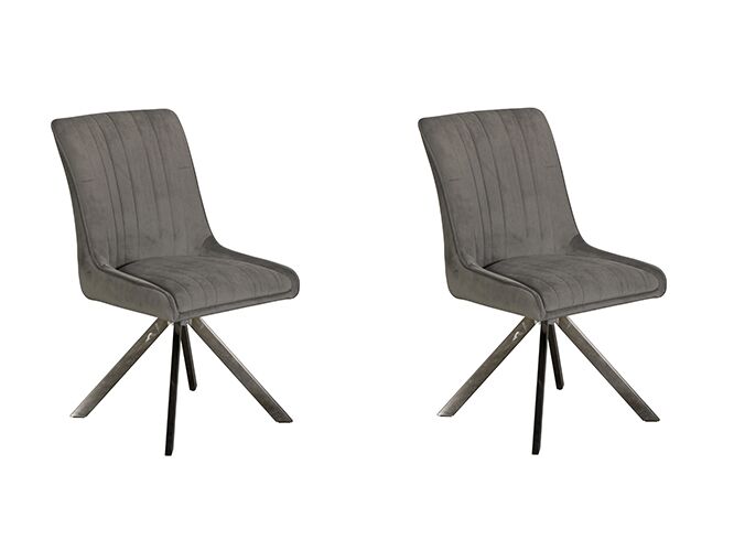 Pair of Baker Chloe Dining Chairs   Grey Velvet | Shackletons