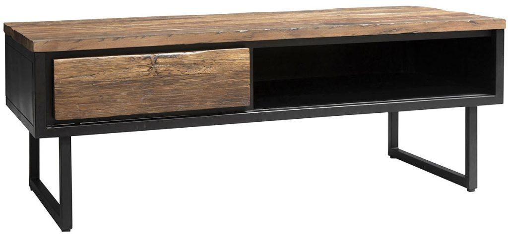 Carlton Furniture Java Sleeper Wood  Black Iron Coffee Table With Drawer | Shackletons