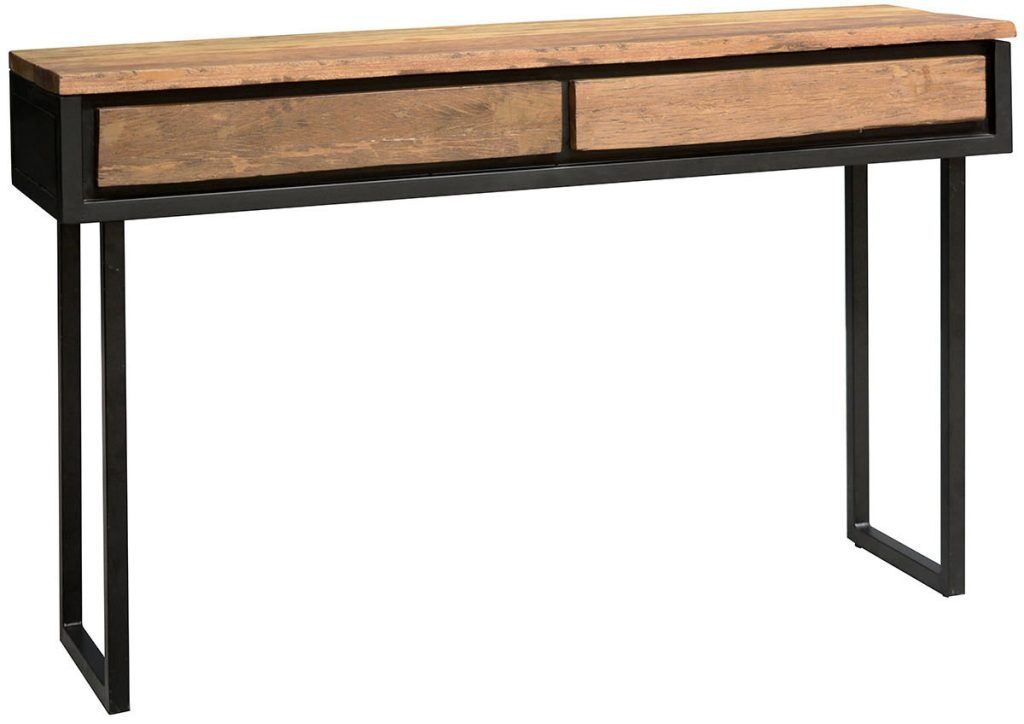 Carlton Furniture Java Sleeper Wood  Black Iron 2 Drawer Console Side Table | Shackletons