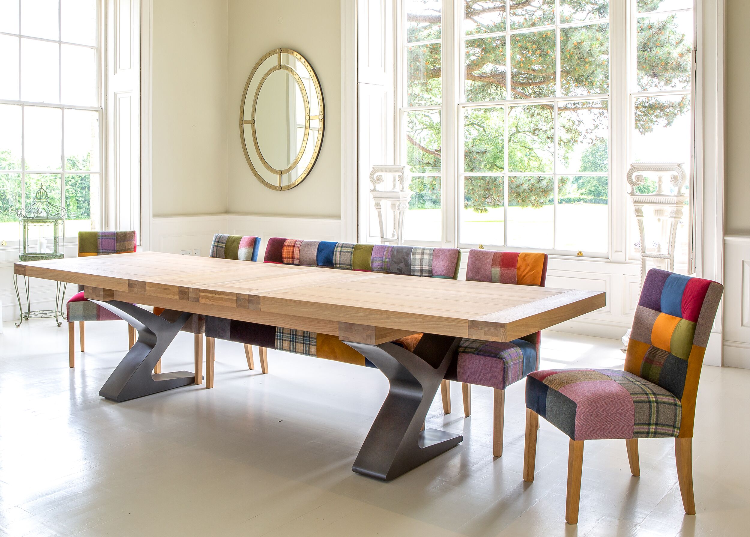 Carlton Furniture - Windermere Monastery Extending Dining Table with Metal Z Legs - Bianco Oil Finish