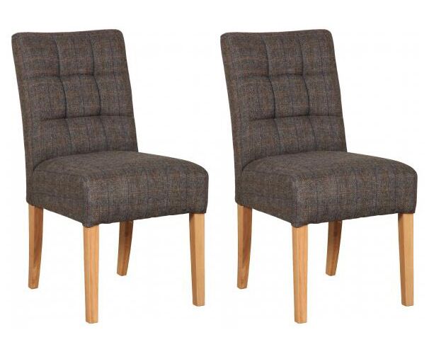 Pair of Carlton Furniture   Colin Chairs   3 HTP Fabric Grey Oiled Legs | Shackletons