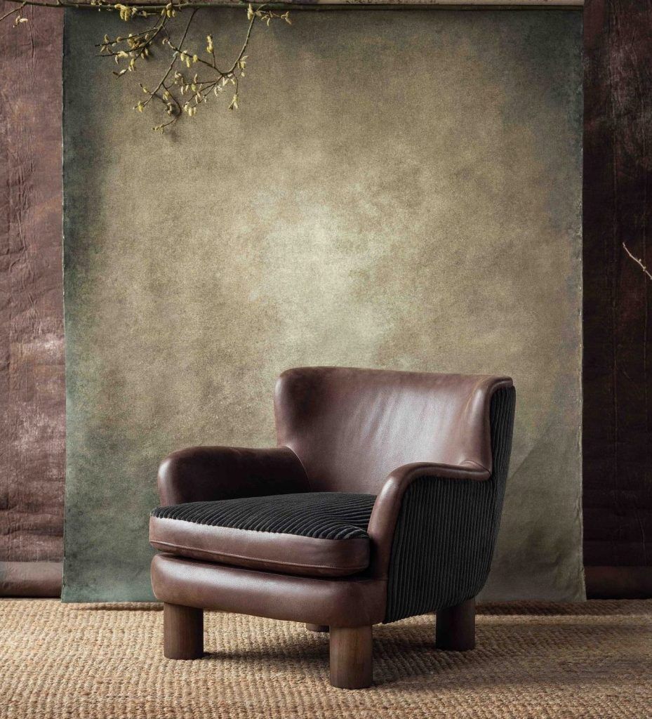 Alexander  James Stubby Accent Chair in Native Redwood and Mogan Charcoal | Shackletons