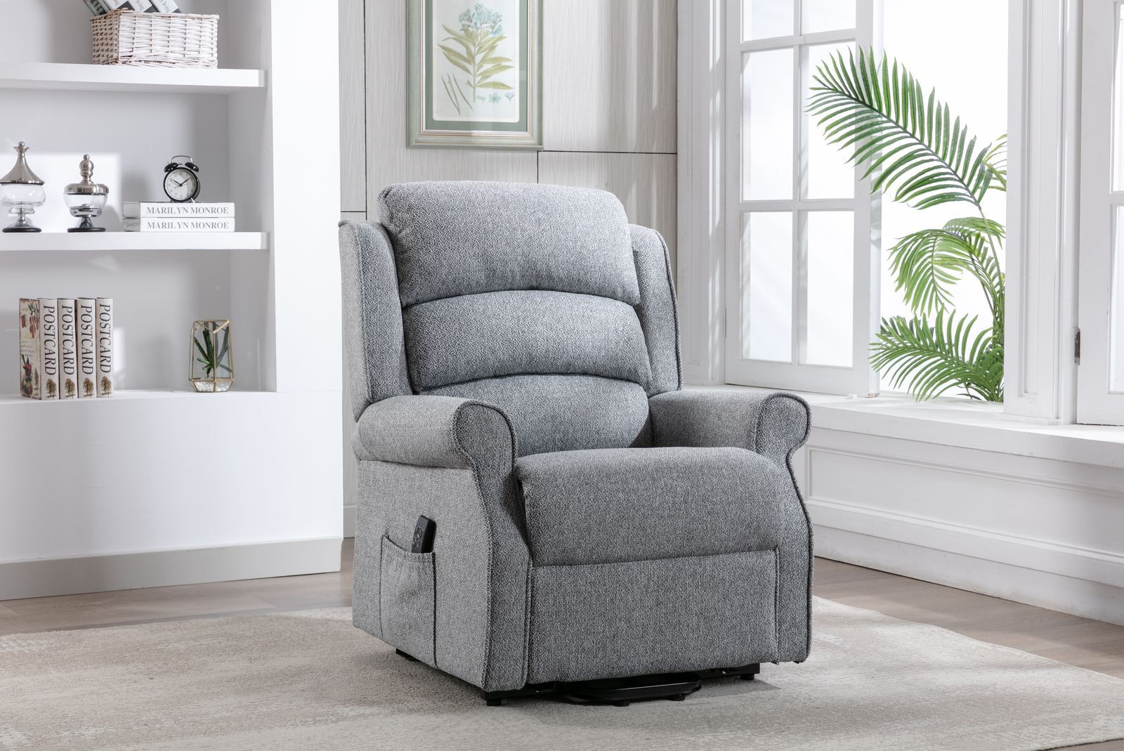 Global Furniture Alliance Andover Riser Recliner Chair in Grey Fabric