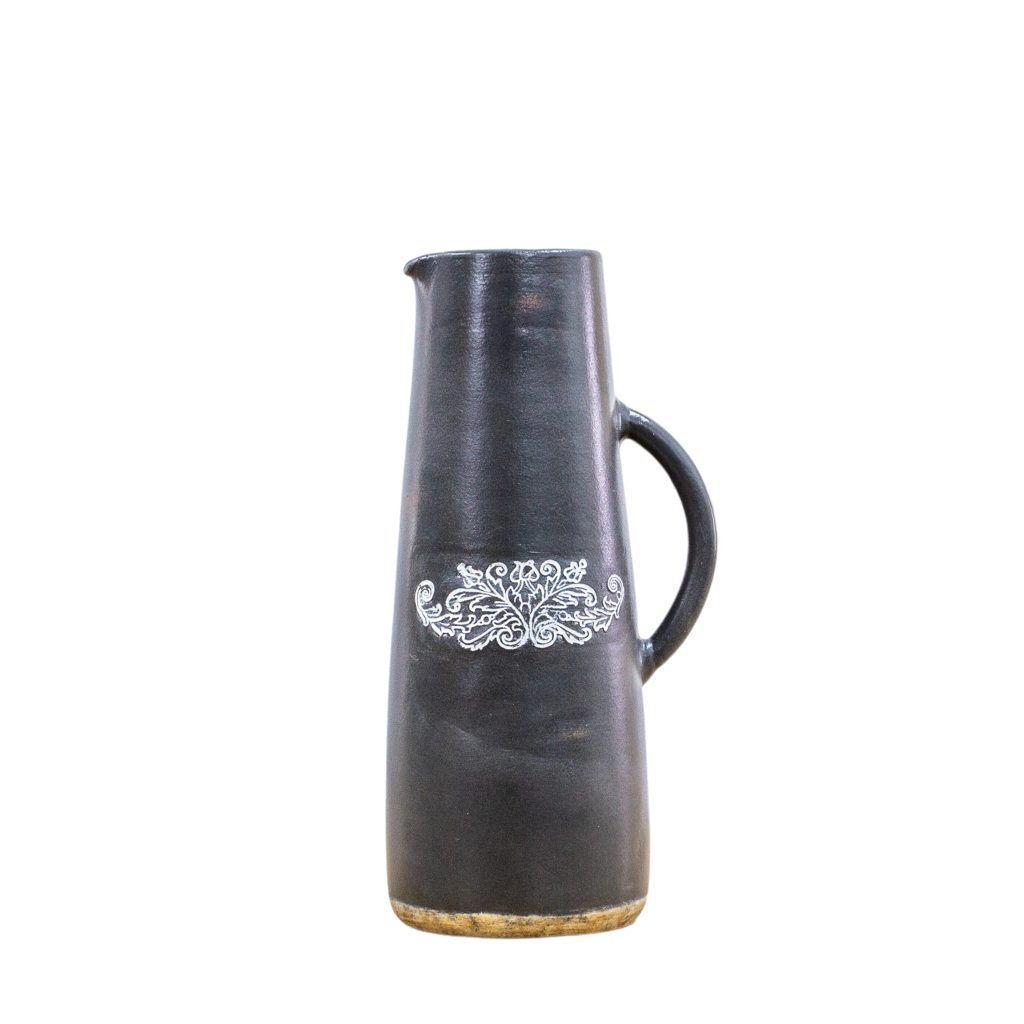 black jug with plant design | Shackletons