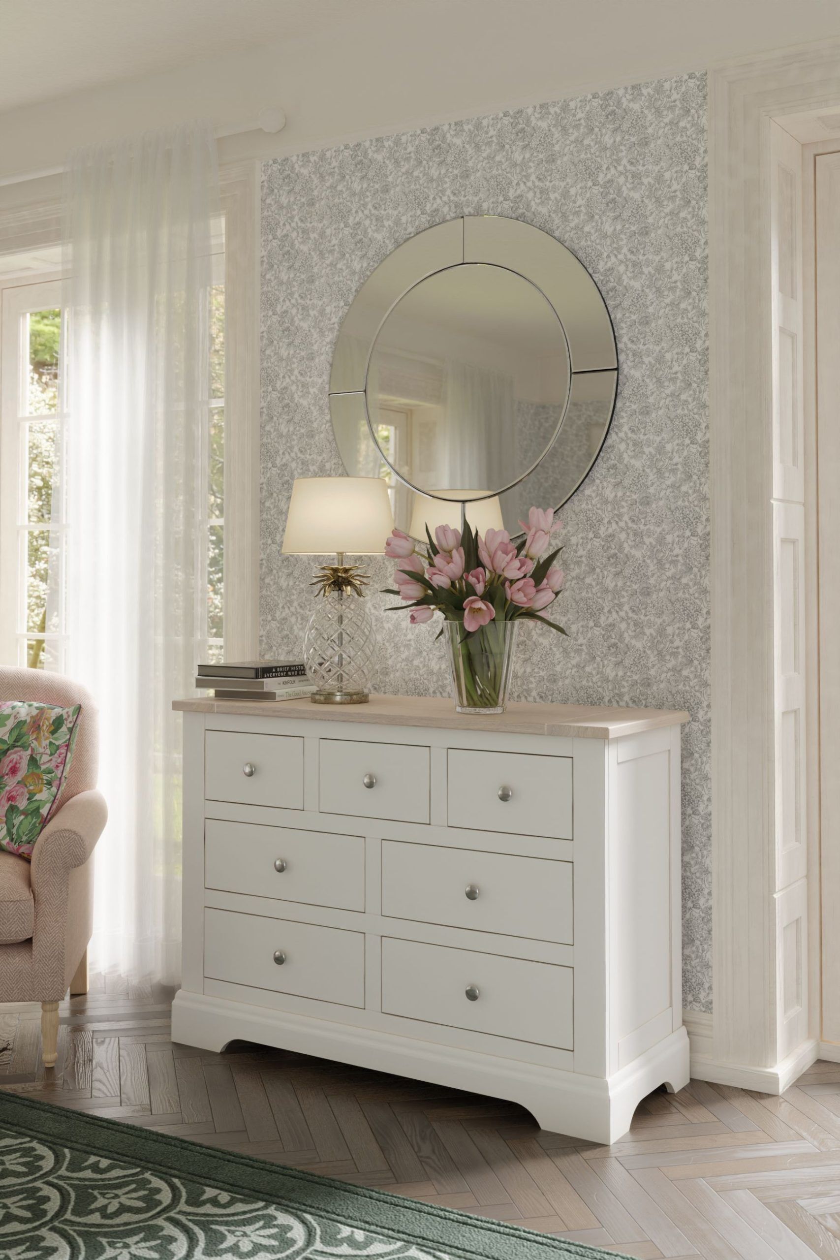 Laura Ashley Dorset 3+4 Drawer Chest in White