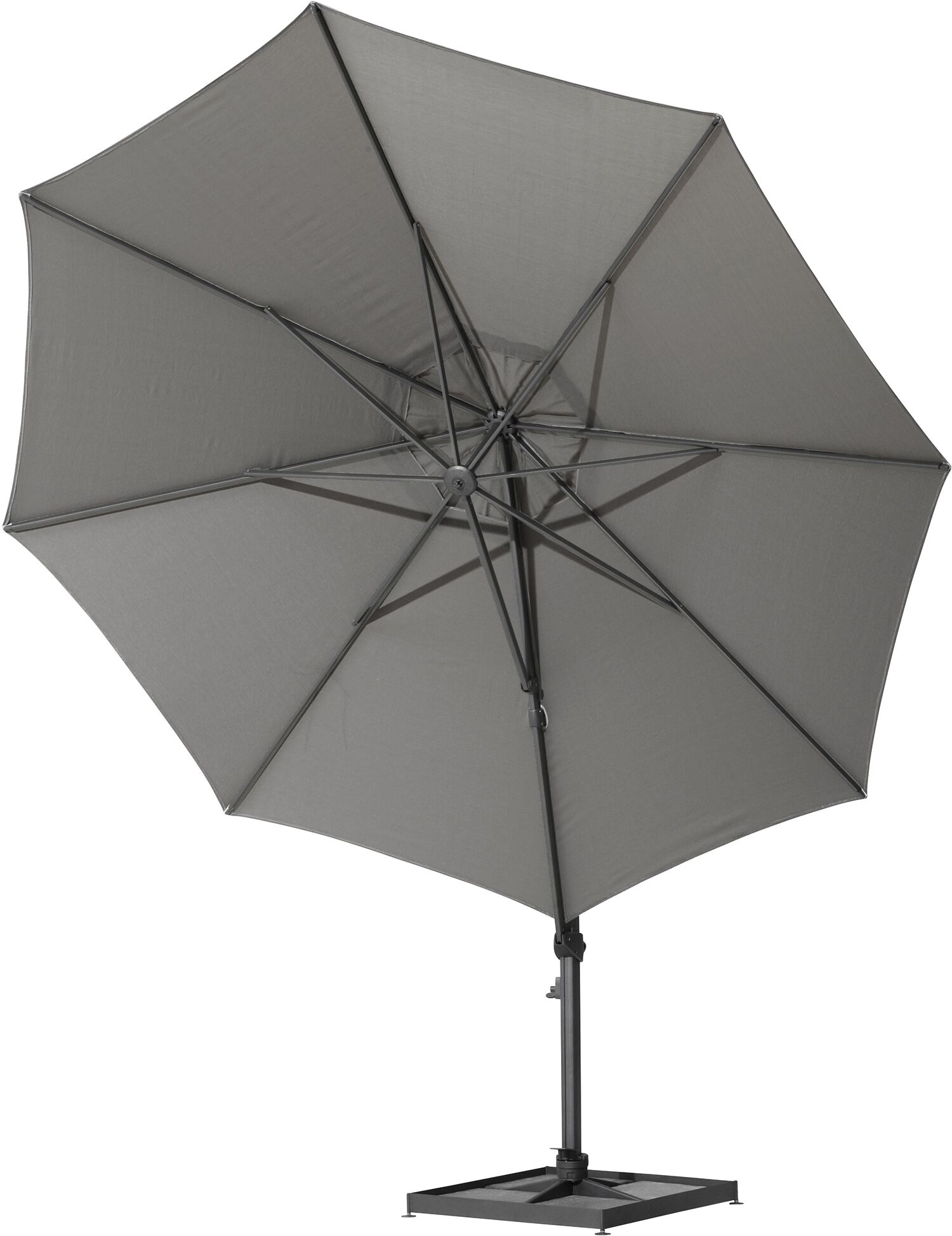4 Seasons Outdoor Siesta 3.5m Round Charcoal Parasol with 125kg Granite Base and Wheels