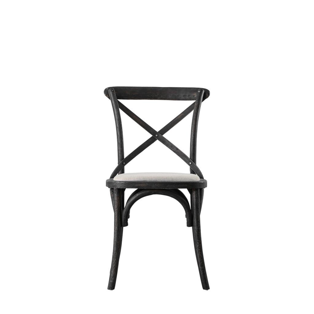 Gallery Direct Cafe Chair Black Linen  Set of 2 | Shackletons