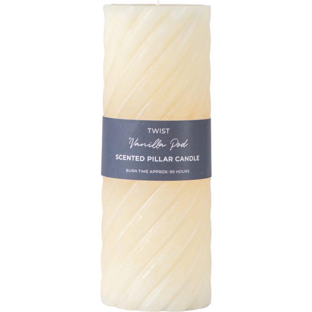 Gallery Direct Vanilla Pillar Candle Twist Ivory Pack of 2 | Shackletons