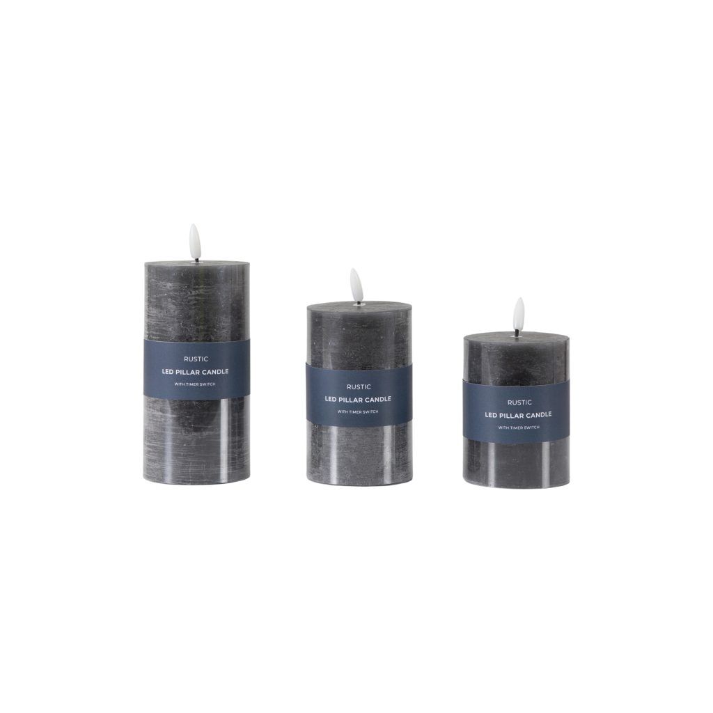 Gallery Direct LED Candle Rustic Slate Set of 3 | Shackletons