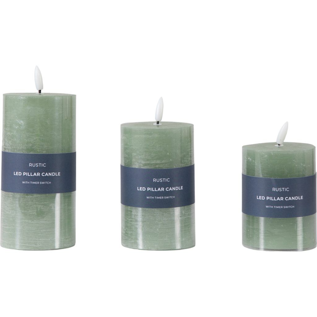 Gallery Direct LED Candle Rustic Sage Set of 3 | Shackletons