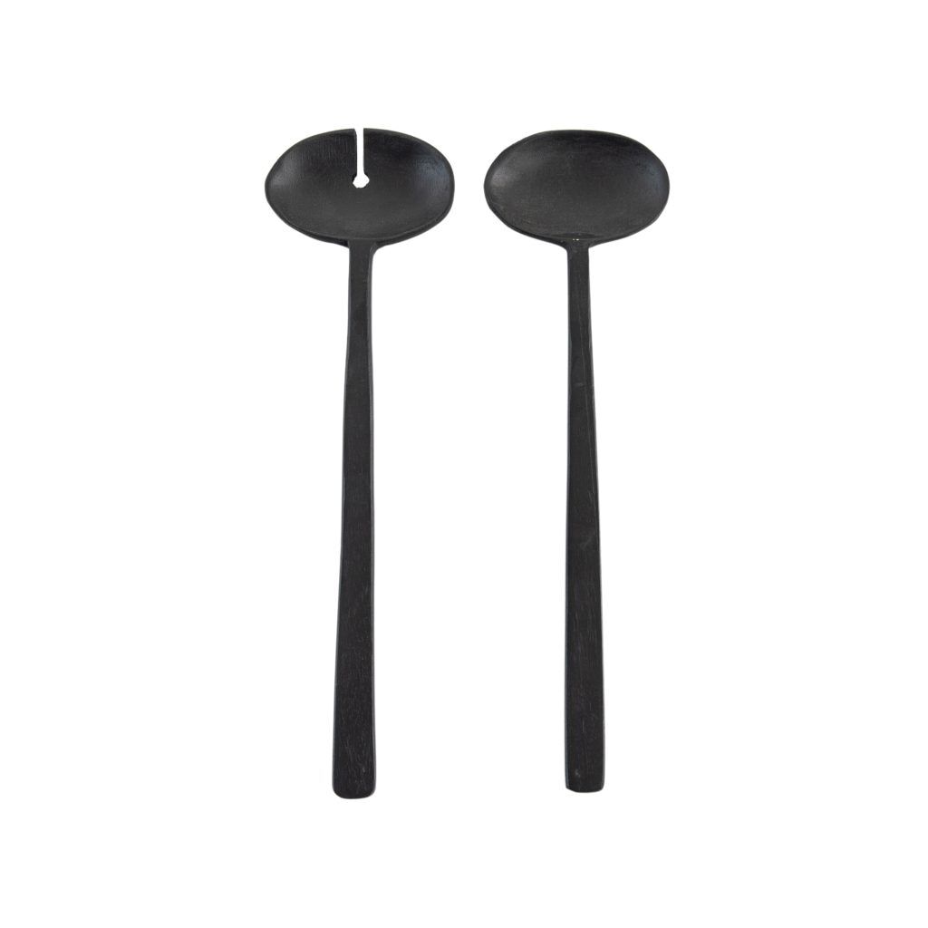Gallery Direct Lena Salad Servers Black Set of 2 | Shackletons