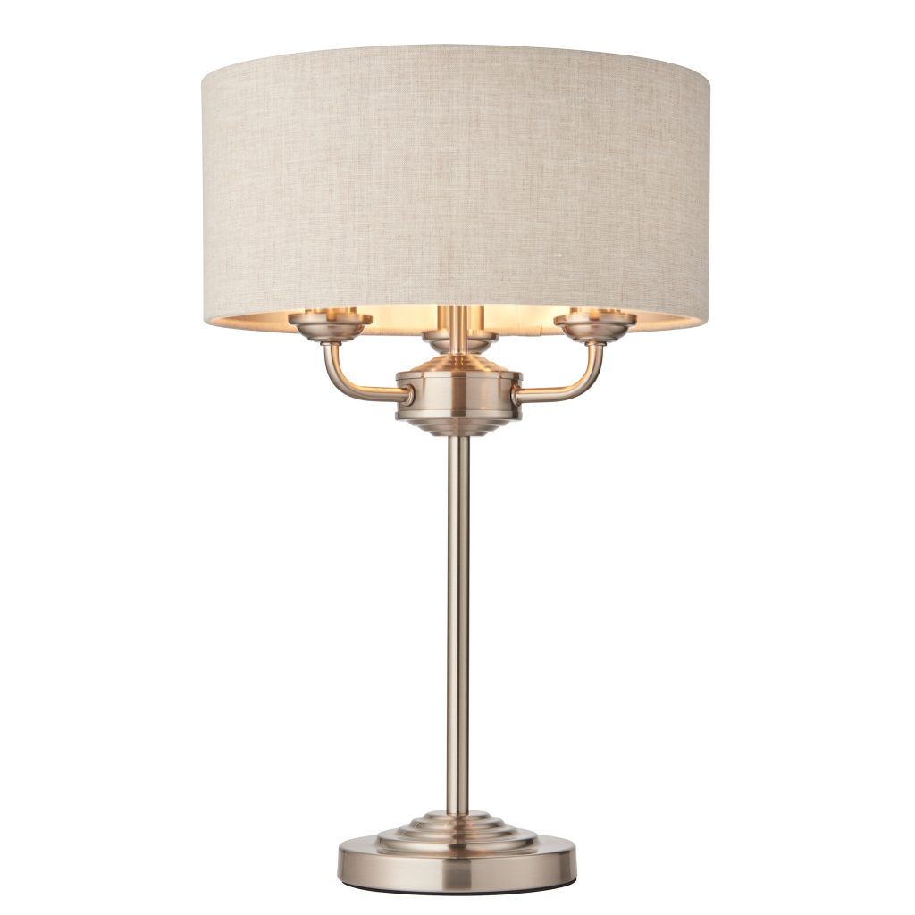 Gallery Direct Highclere 3 Table Light Chrome  Natural Linen | Shackletons