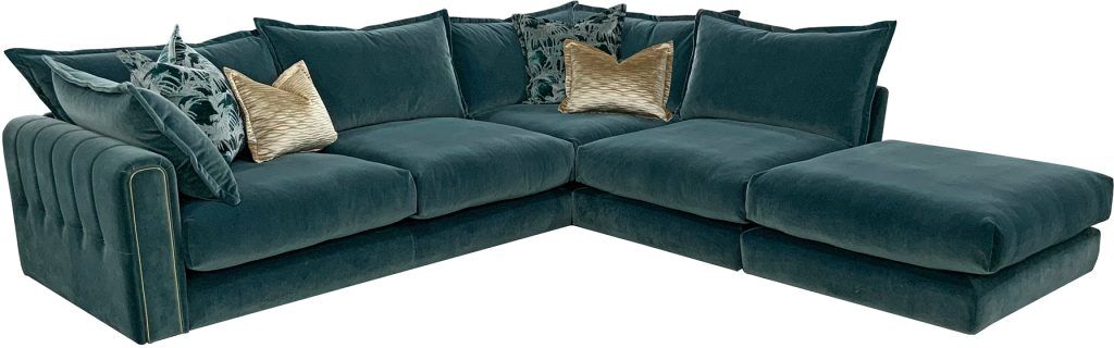 Alexander  James Summerton 3C1 Open End Stool 4pc Sofa in Biba Haze | Shackletons