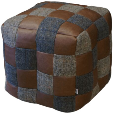 Vintage Sofa Company Bean Bag   Harris Tweed  Brown Leather Patchwork | Shackletons