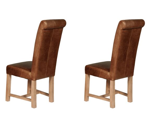 Pair of Carlton Furniture   Windermere Rollback Chairs Cerato Brown Leather | Shackletons