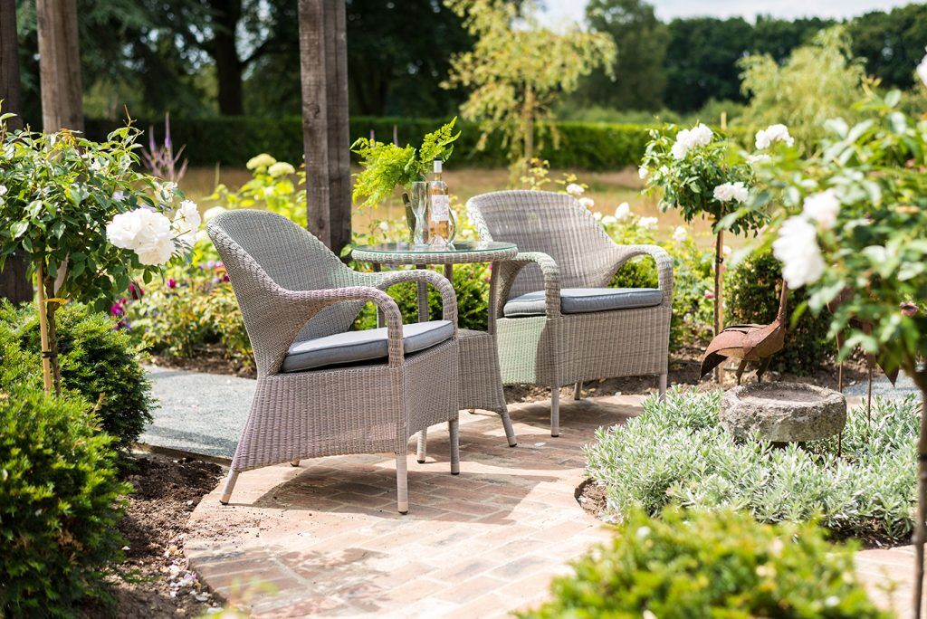 4 Seasons Outdoor Sussex Armchair Bistro Set in Polyloom Pebble Weave | Shackletons