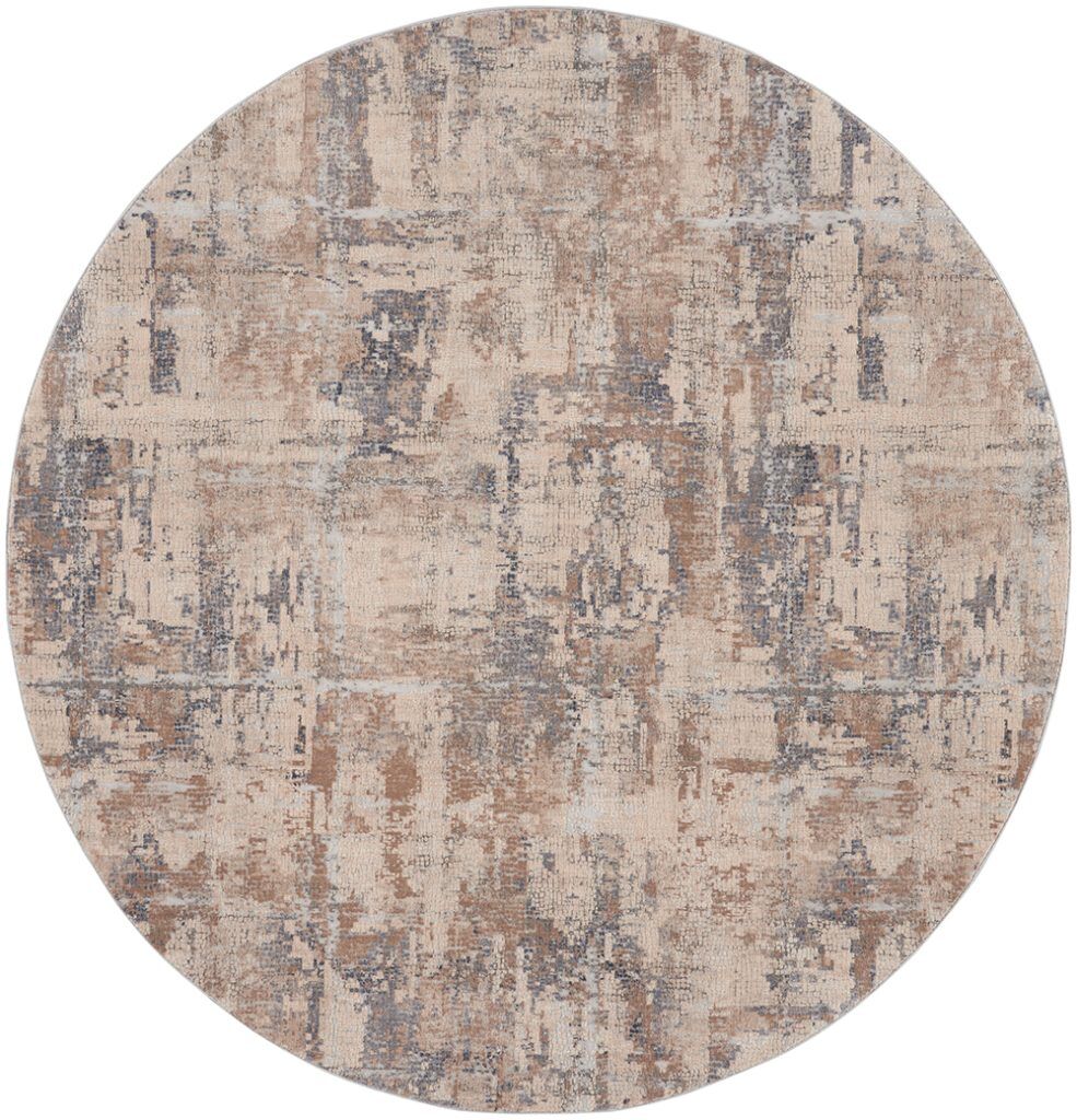 Nourison Rugs   Rustic Textures Circular RUS06 Rug in Beige  Grey   16m x 16m | Shackletons