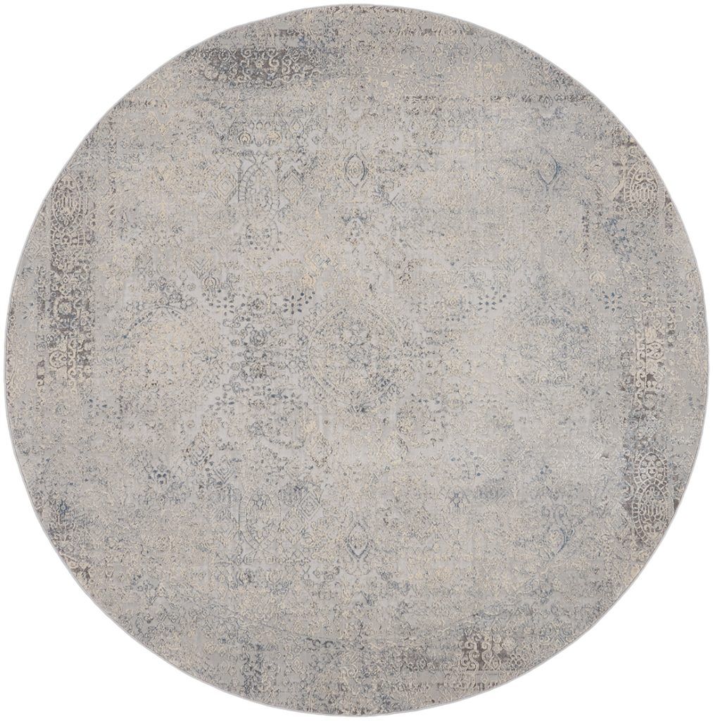 Nourison Rugs   Rustic Textures Circular RUS09 Rug in Ivory  Light Blue   16m x 16m | Shackletons