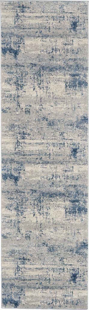 Nourison Rugs   Rustic Textures Runner RUS10 Rug in Ivory  Blue   23m x 066m | Shackletons