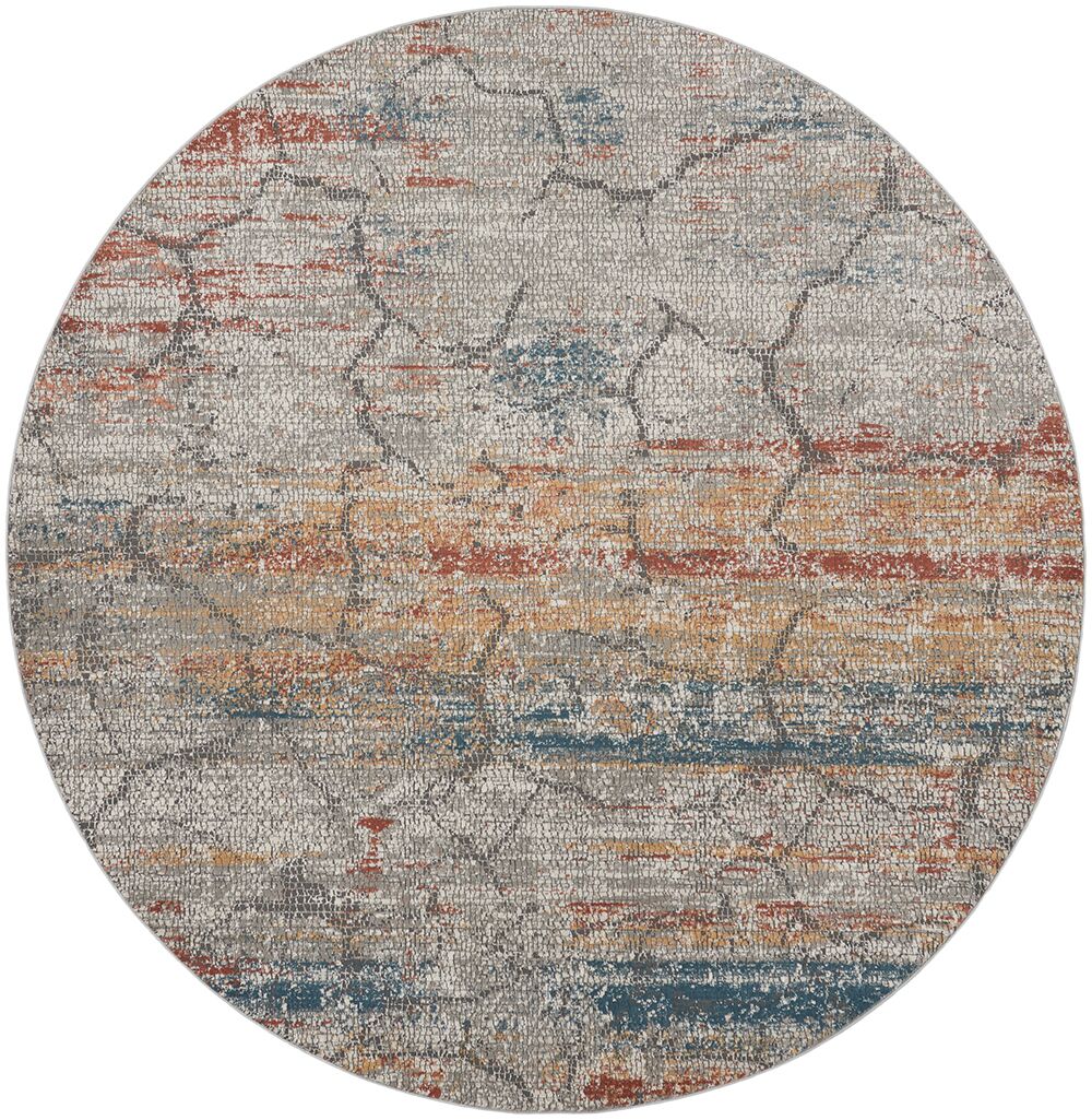 Nourison Rugs   Rustic Textures Circular RUS11 Rug in Multicolour   24m x 24m | Shackletons