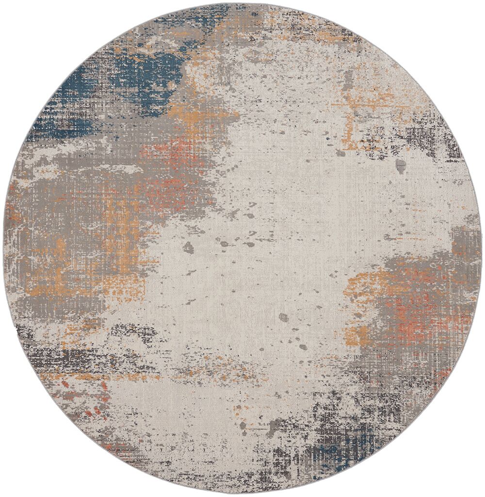 Nourison Rugs   Rustic Textures Circular RUS13 Rug in Grey  Blue   24m x 24m | Shackletons