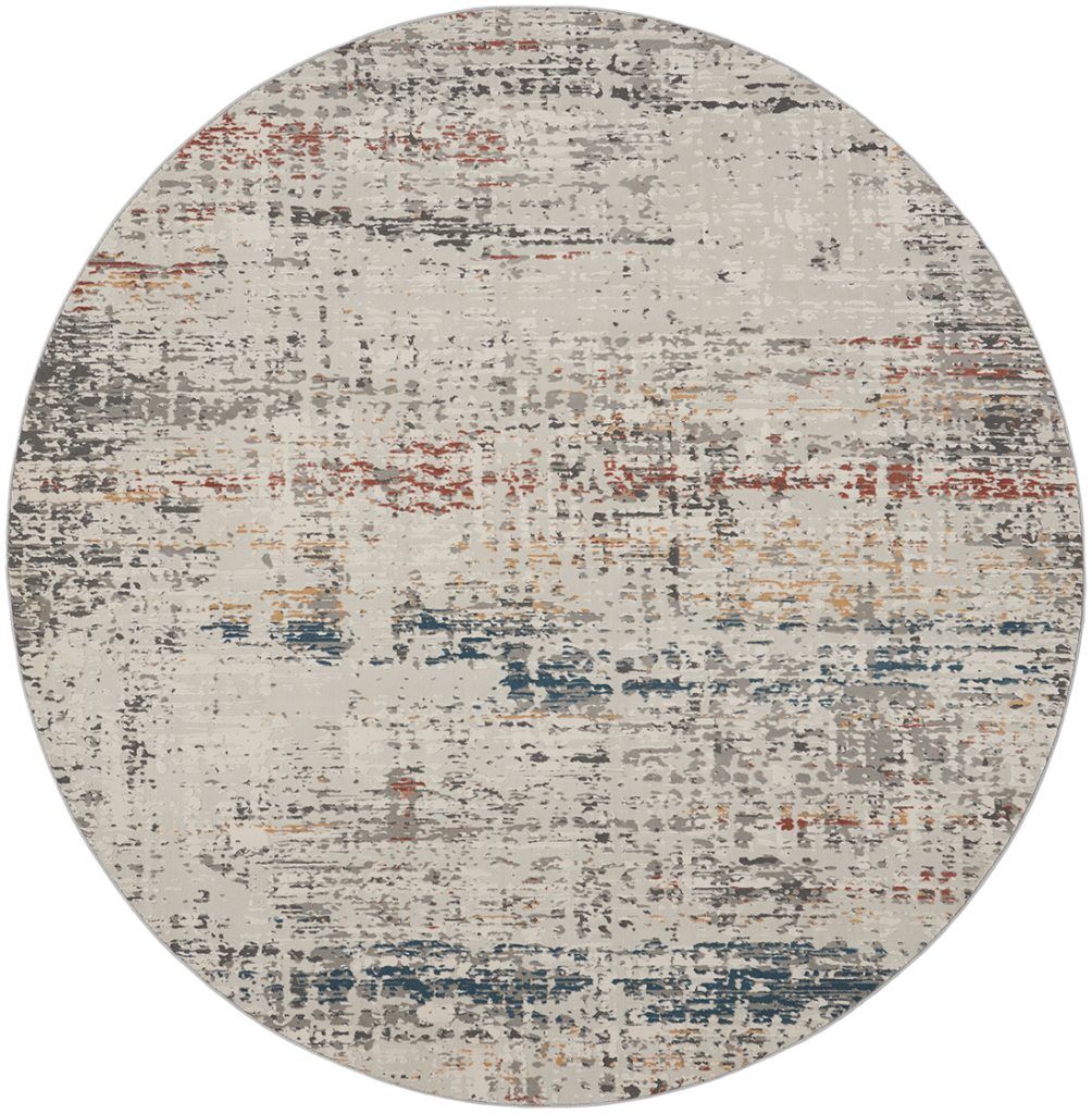Nourison Rugs   Rustic Textures Circular RUS14 Rug in Grey Multicolour   24m x 24m | Shackletons