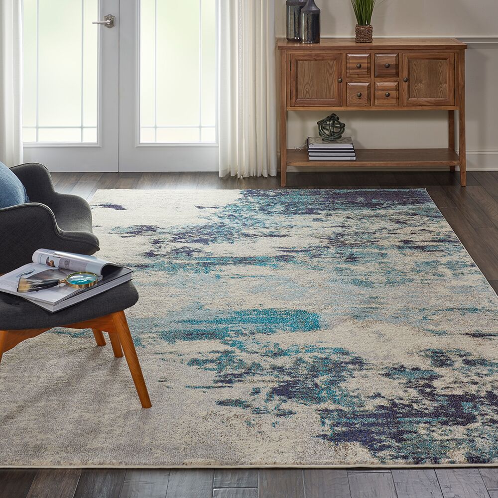 Nourison Rugs Celestial Rectangular Rug   32m x 239m in Ivory Teal Blue | Shackletons