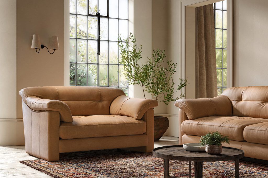 Alexander  James Duffy Snuggler Chair in Soul Camel Leather | Shackletons