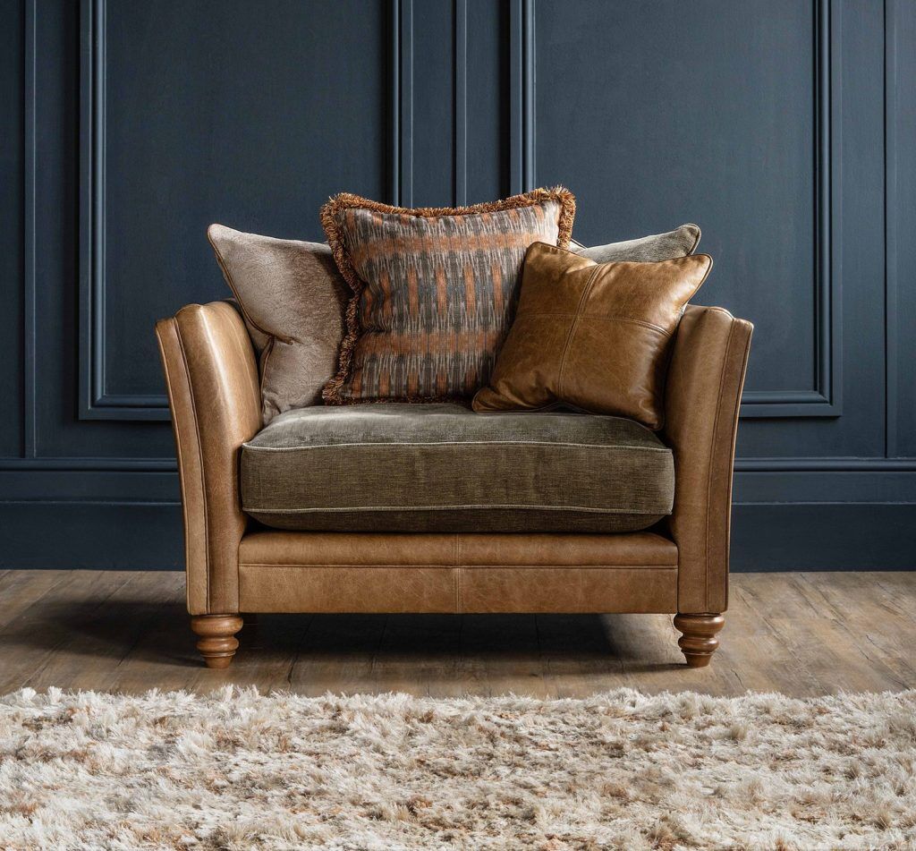 Alexander  James Lomund Snuggler Pillow Back Sofa in Satchel Biscotti and Berlin Lichen | Shackletons