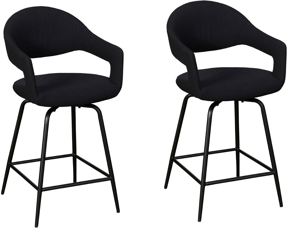 Pair of Baker Jasmine Bar Chairs   Black Boucle | Shackletons
