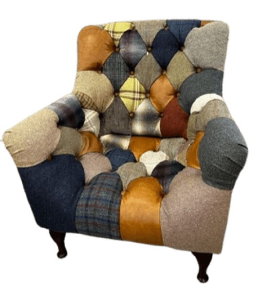 patchwork colourful sofa chair | Shackletons