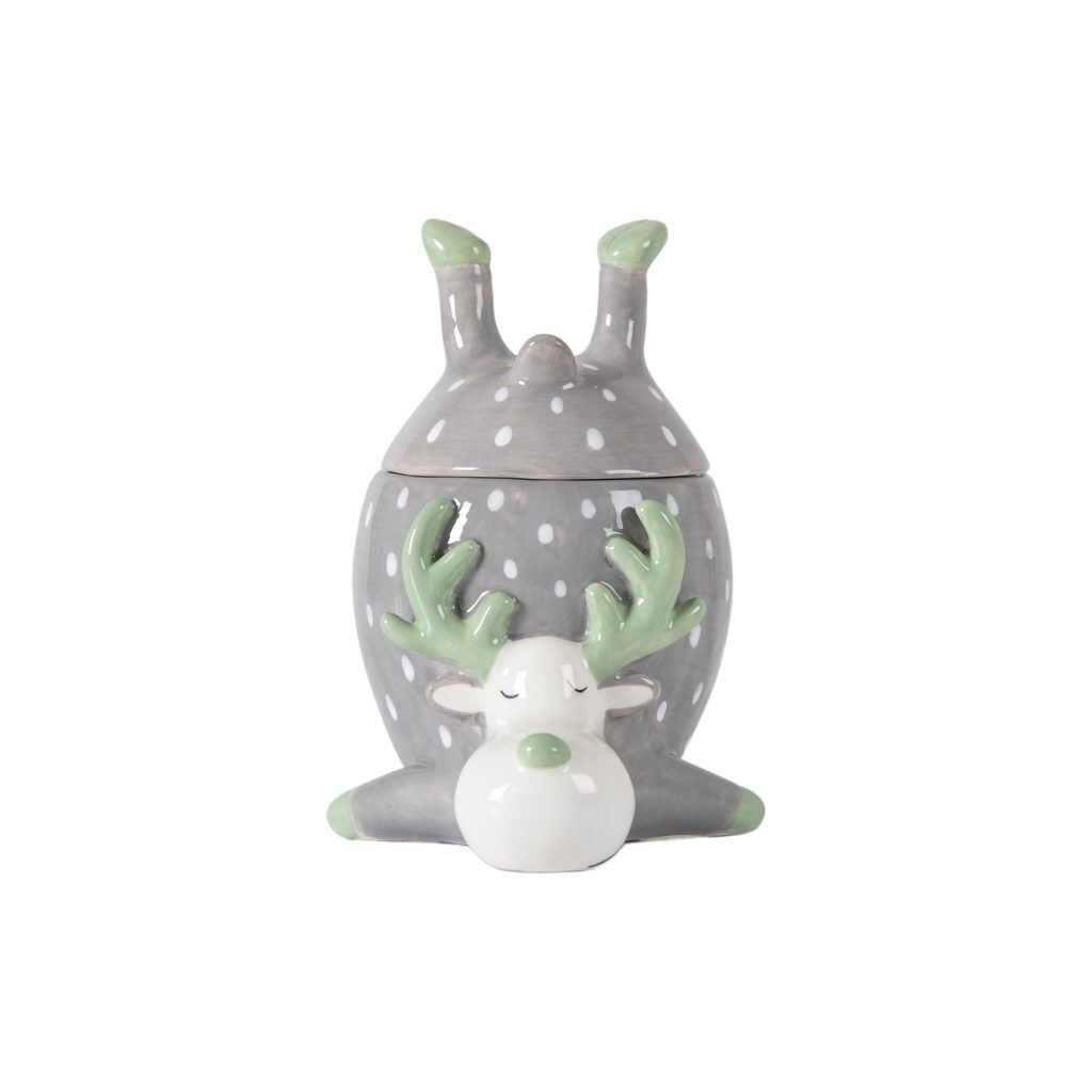 Gallery Direct Reindeer Pot with Lid Grey | Shackletons