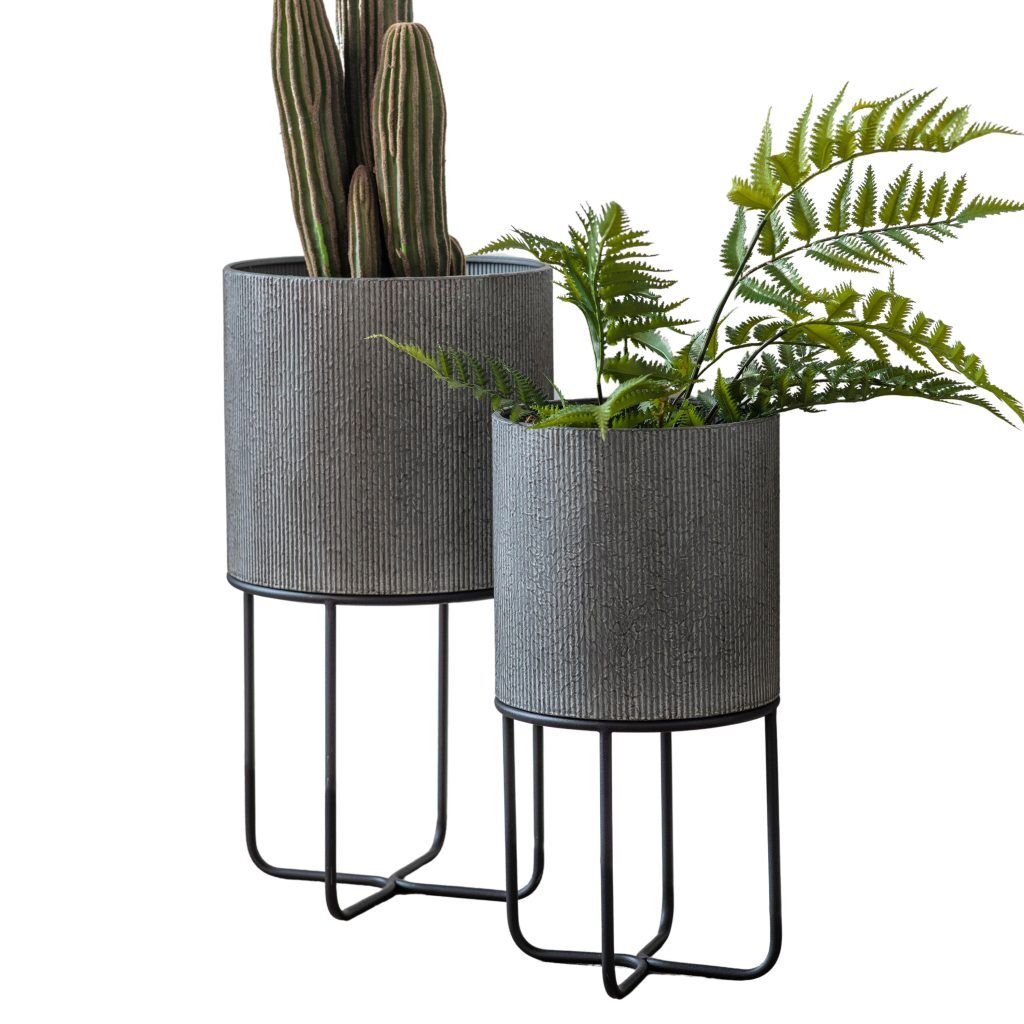 Gallery Direct Eda Metal Planter Set of 2 Grey | Shackletons