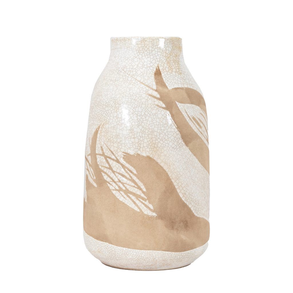 Gallery Direct Goya Vase Large Reactive White Brown | Shackletons