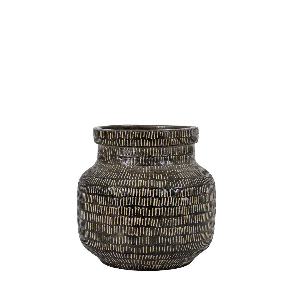 Gallery Direct Sgraffito Vase Wide Black | Shackletons