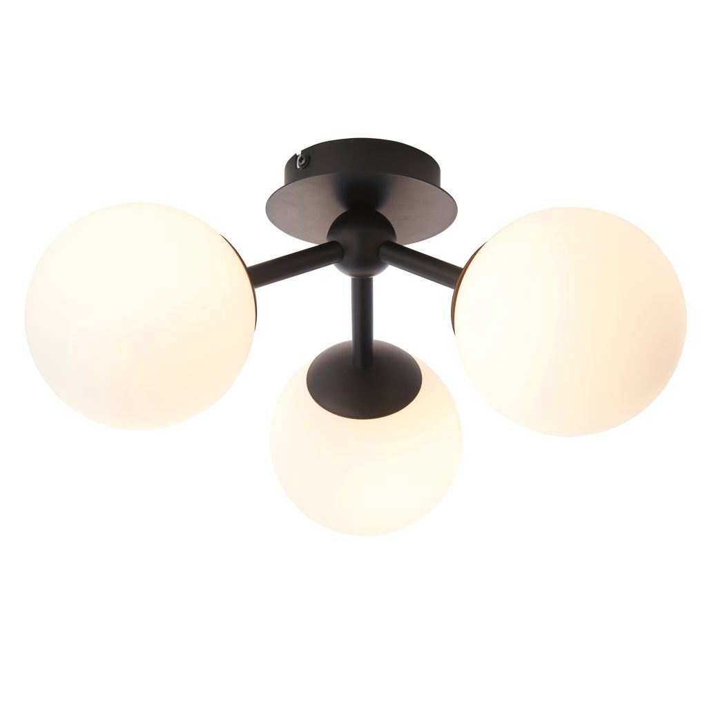 Gallery Direct Pulsa Bathroom 3 Ceiling Light Black 175x395mm | Shackletons