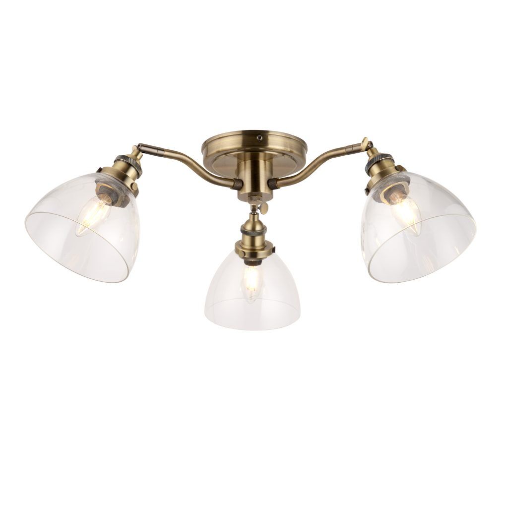 Gallery Direct Hansen 3 Ceiling Light Antique Brass | Shackletons