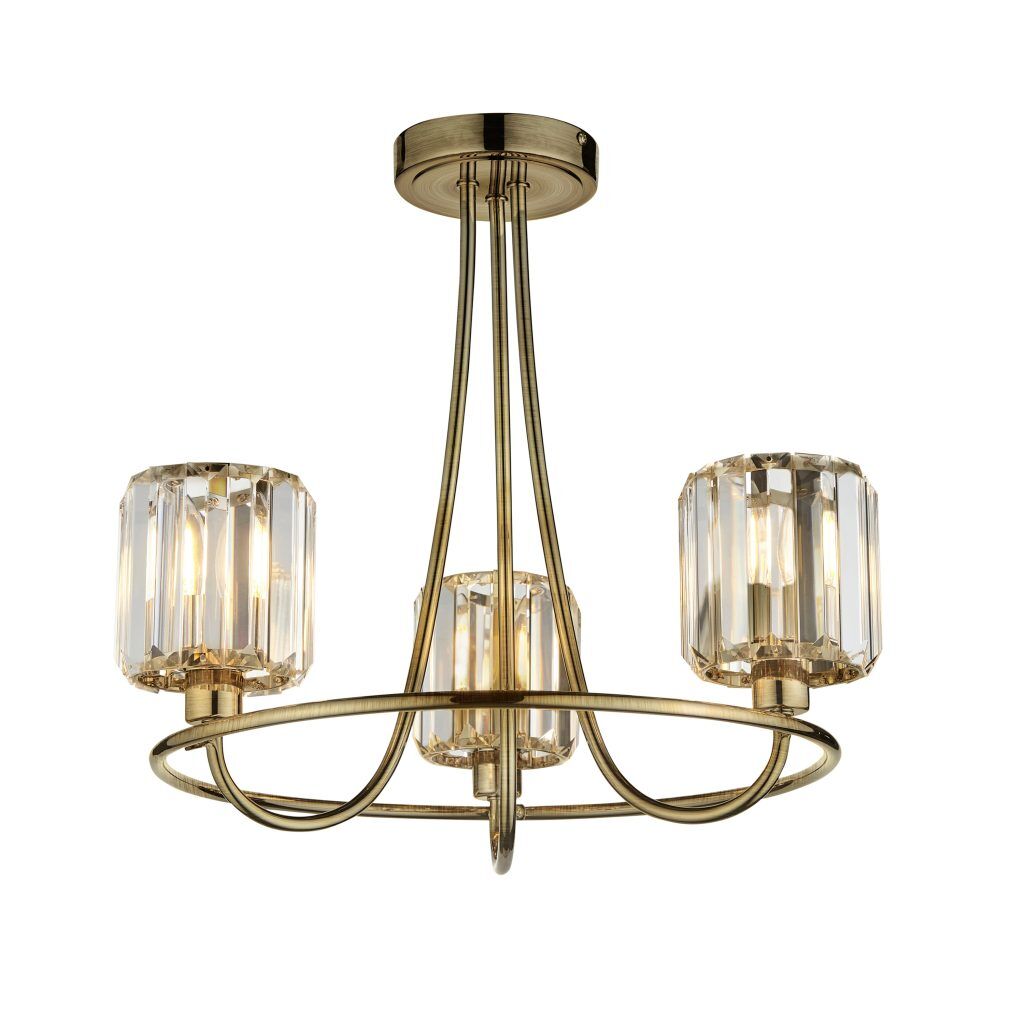 Gallery Direct Berenice 3 Ceiling Light Antique Brass | Shackletons