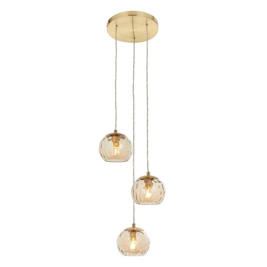 Gallery Direct Dimple 3 Pendant Light Satin Brass | Shackletons