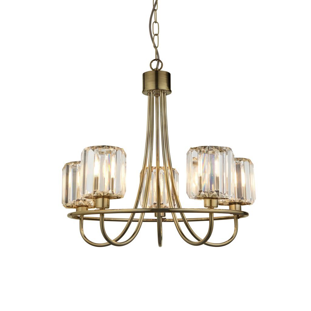 Gallery Direct Berenice 5 Pendant Light Antique Brass | Shackletons