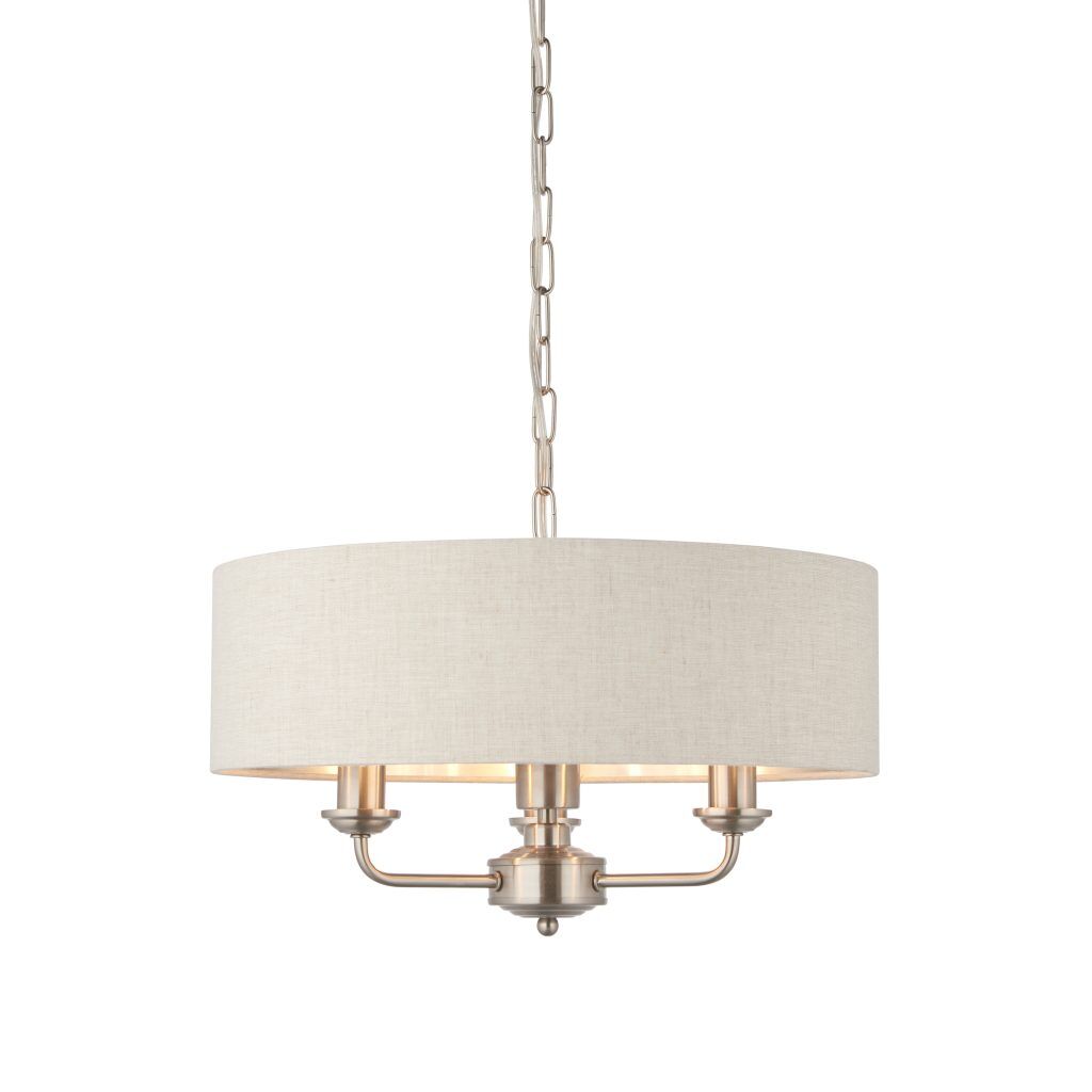 Gallery Direct Highclere 3 Pendant Lght ChromeNatural 350 1200mm | Shackletons
