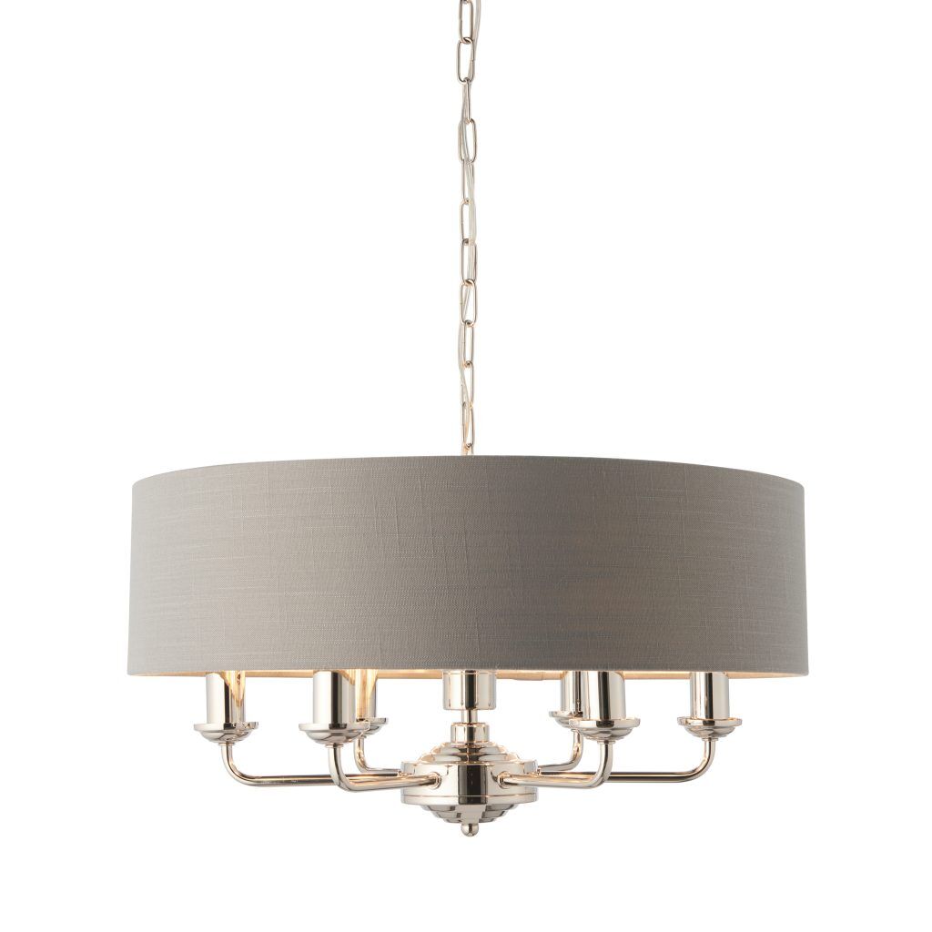 Gallery Direct Highclere 6 Pendant Lght Nckl  Chrcoal 350 1200mm | Shackletons