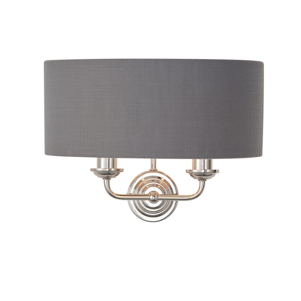 Gallery Direct Highclere 2 Wall Light Nickel  Charcoal | Shackletons