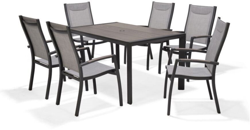 LifestyleGarden Urbanite Panama Dark 6 Seat Stacking Dining Set | Shackletons