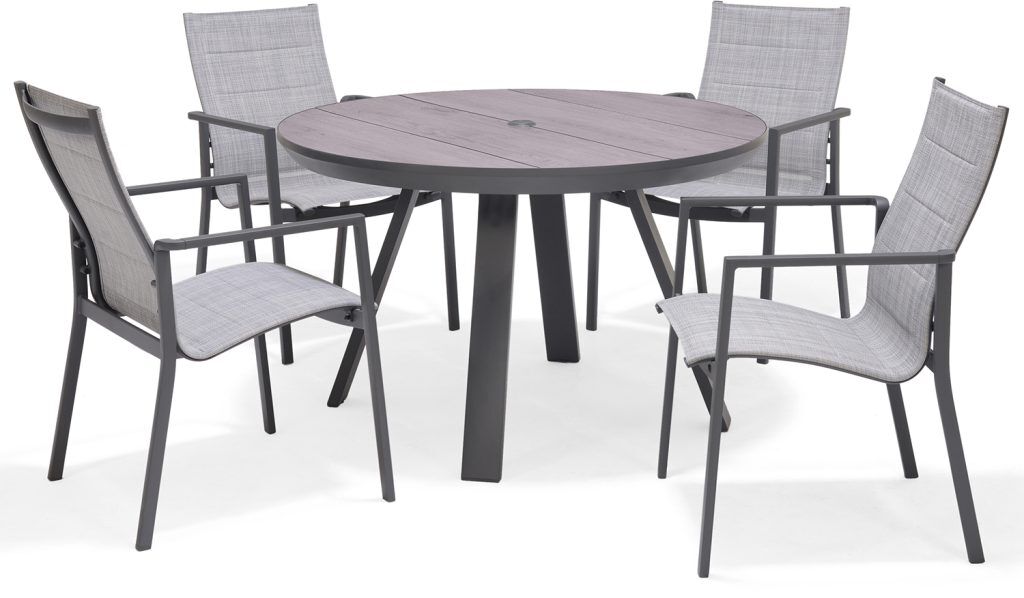 LifestyleGarden Urbanite Dark 4 Seat Round Padded Dining Set | Shackletons