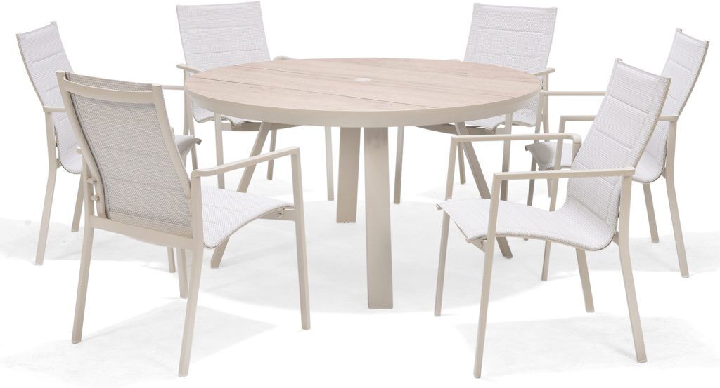 LifestyleGarden Urbanite Sand 6 Seat Round Padded Dining Set | Shackletons