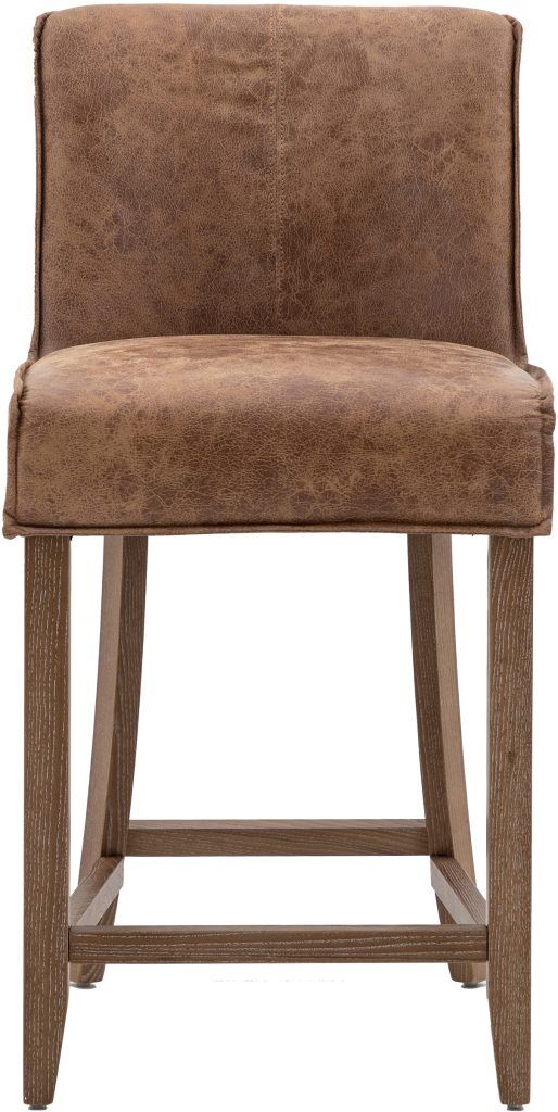 Gallery Direct Tarnby Bar Stool Brown Leather Set of 2 | Shackletons