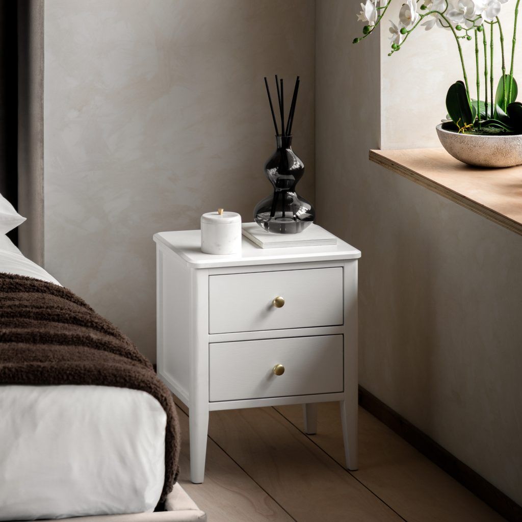 Gallery Direct Acton 2 Drawer Bedside White | Shackletons