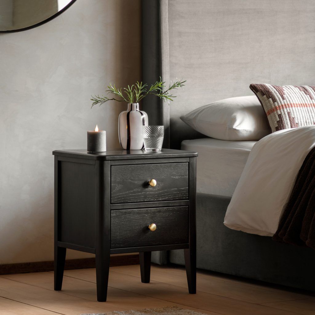 Gallery Direct Acton 2 Drawer Bedside Black | Shackletons